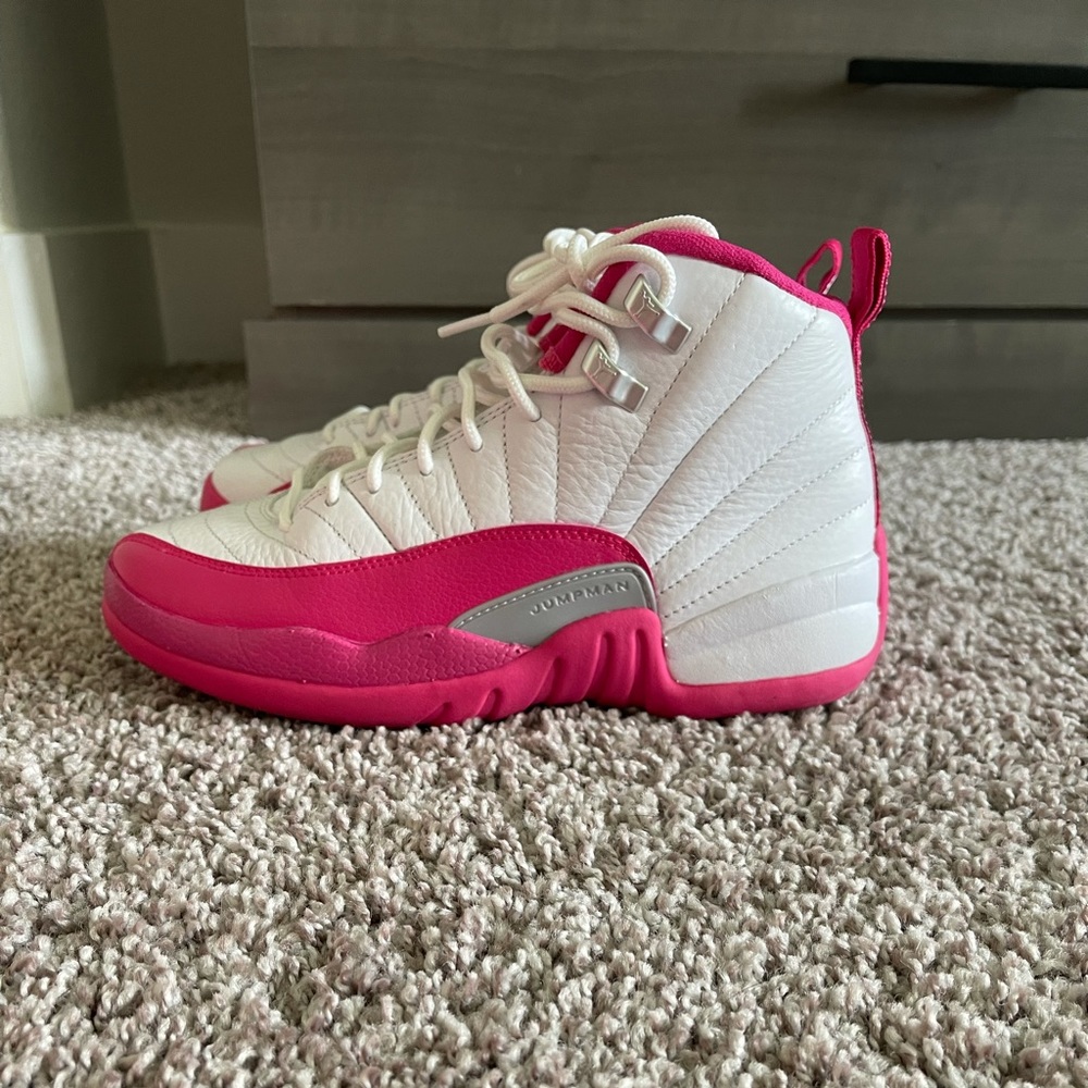 GRADE SCHOOL size 5Y pink and white Jordan 12